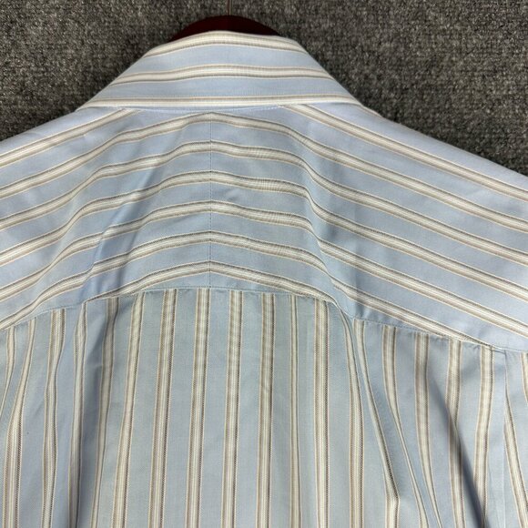 Robert Talbott Shirt Mens Large 15.5 Blue Cotton Stripe Button Up Pocket - Picture 8 of 8